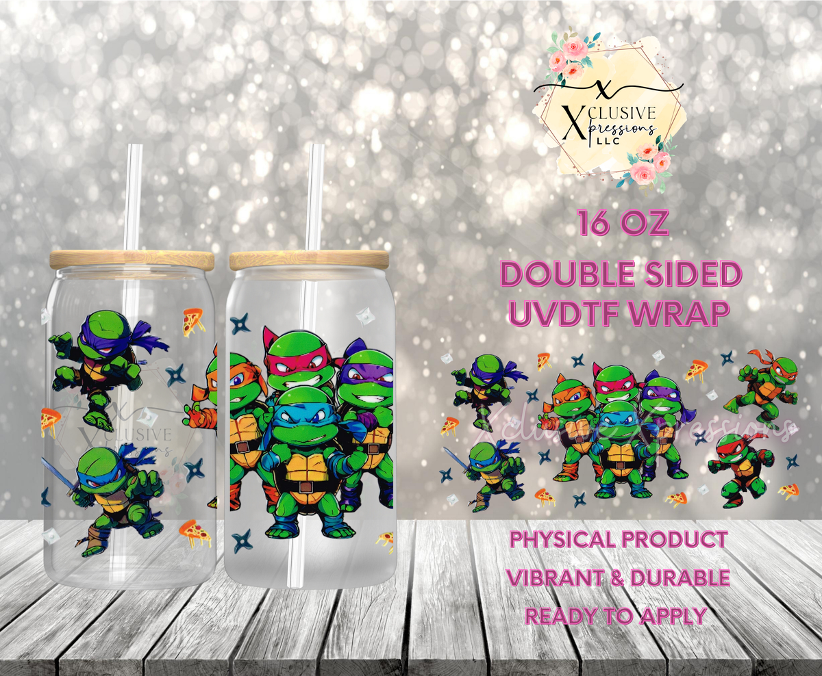 #881 Turtles Ninja Pizza, Double-Sided 16 oz UVDTF