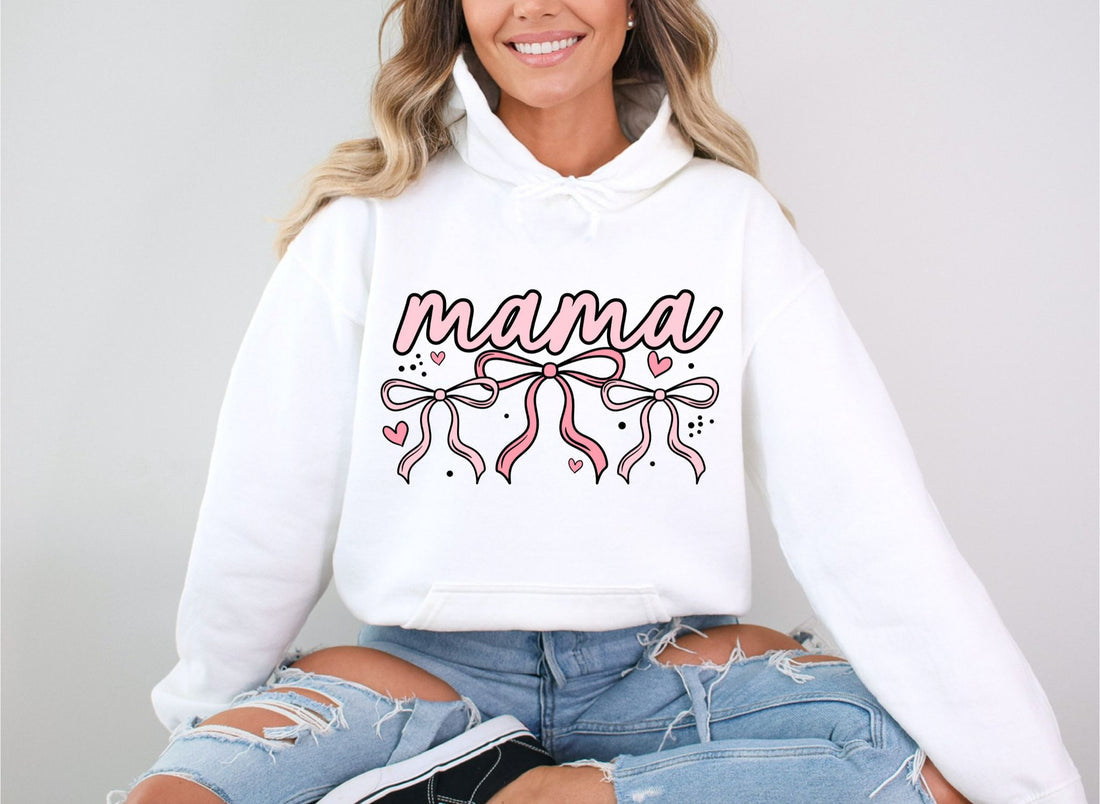 Mama Pink Bow, Glitter DTF Glitter Screenprint