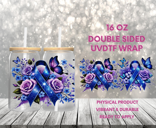 #1045 Blue Purple Awareness Ribbon, 16 oz Double-sided UVDTF