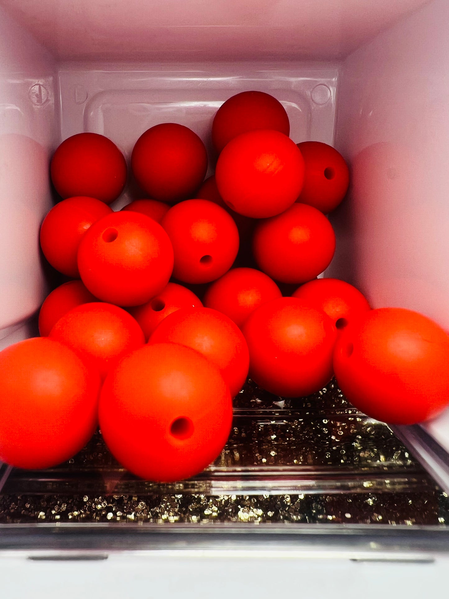 Red, 15 mm Silicone Beads