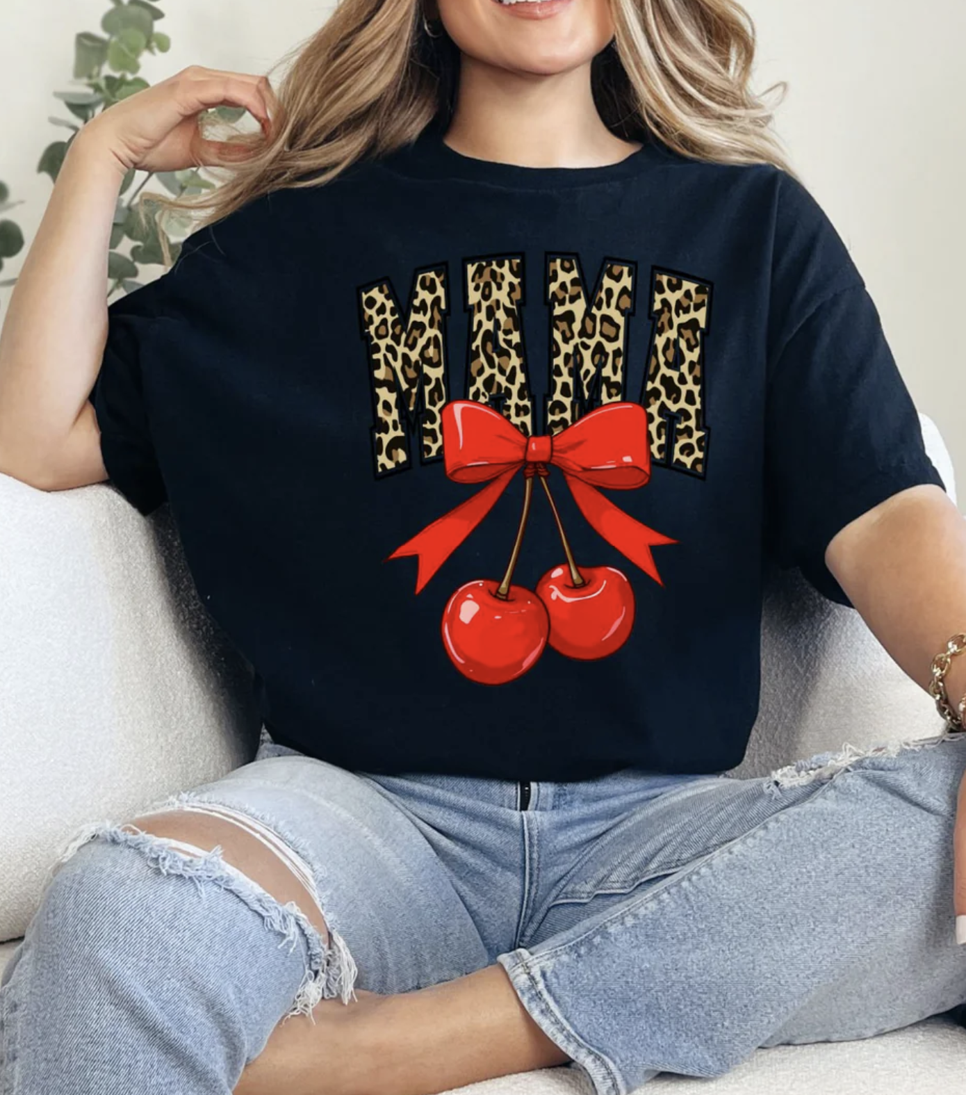 Mama Leopard Cherries, Glitter Screenprint