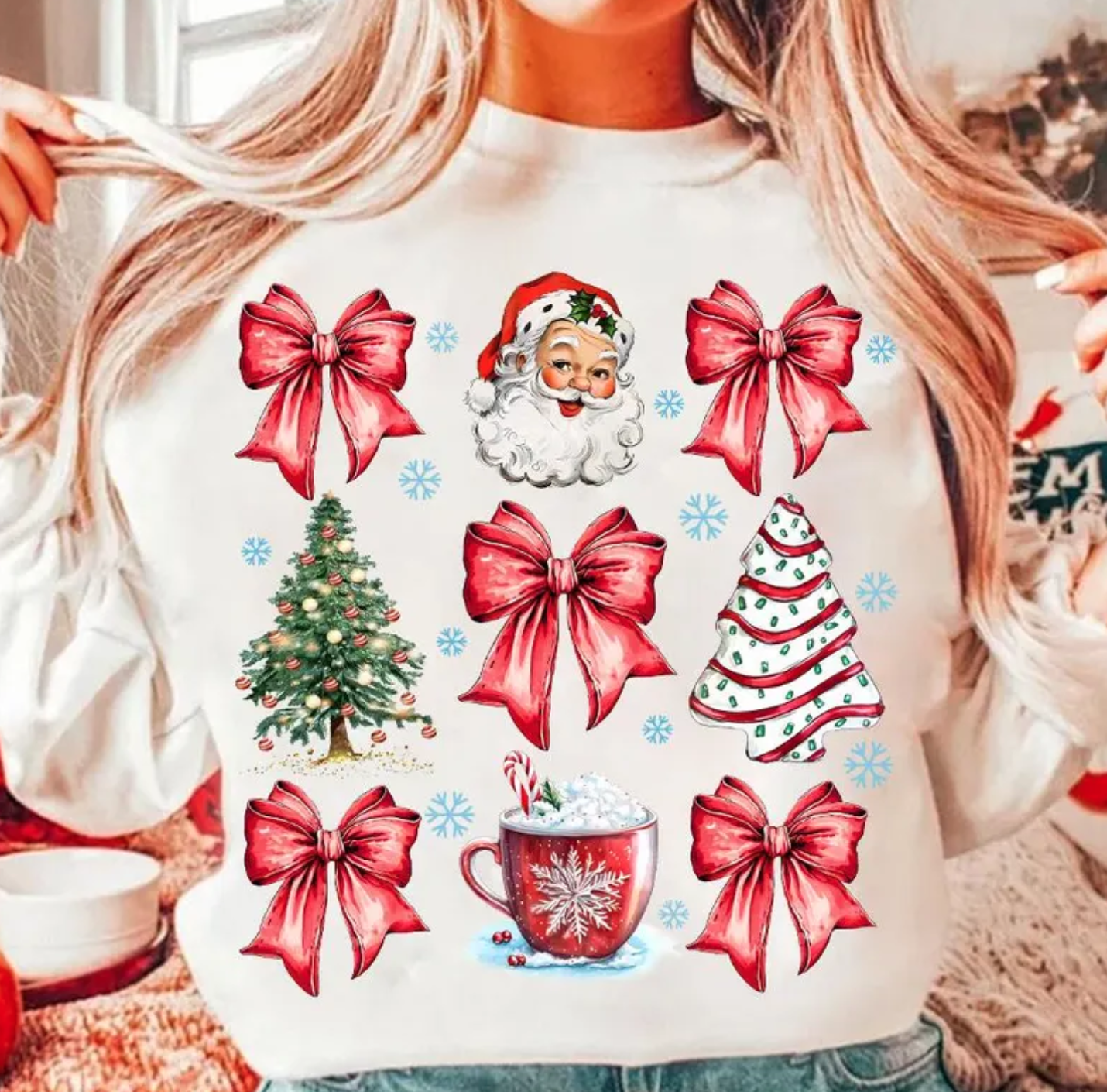 Santa's Bows Coquette, Glitter Screenprint