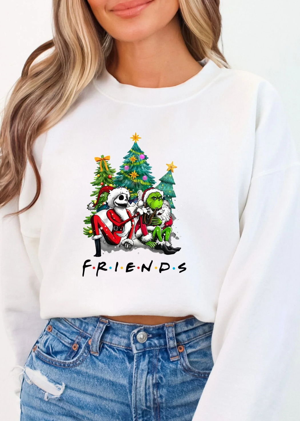 Xmas Green Guy Friends, Glitter Screenprint