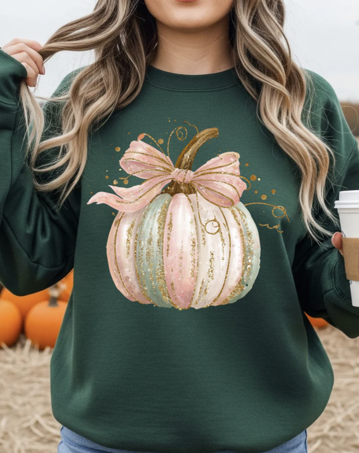 Pumpkin Elegant Coquette, RTS Glitter DTF Screenprint