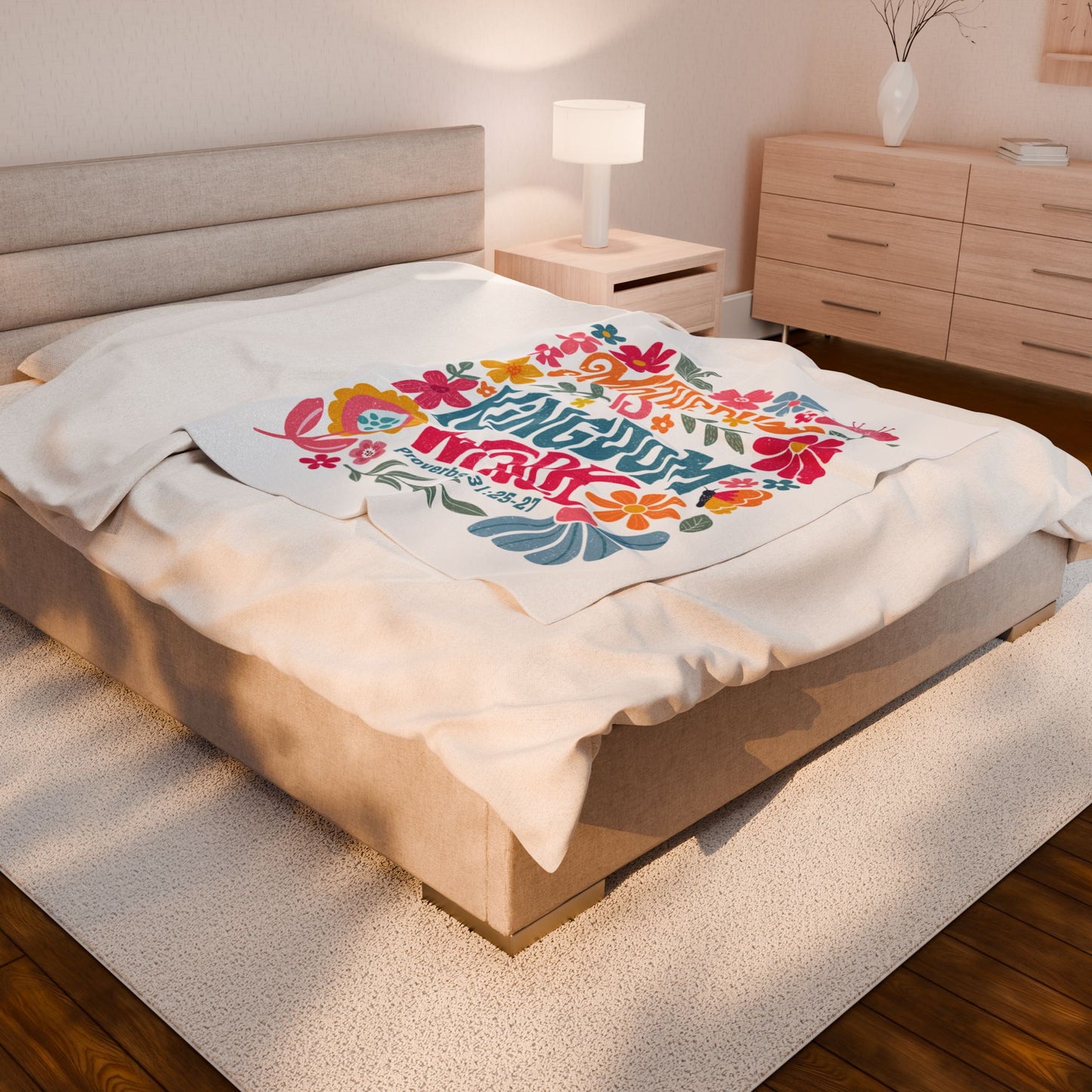 Motherhood is Kingdom Work Plush Blanket - Cozy Floral Throw for Moms