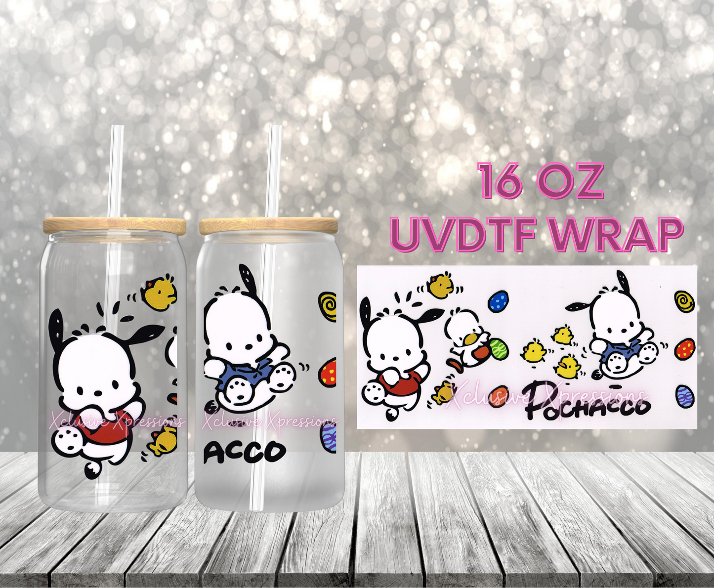 #439 Pochaco Dog Easter, 16 oz Clear Back UVDTF