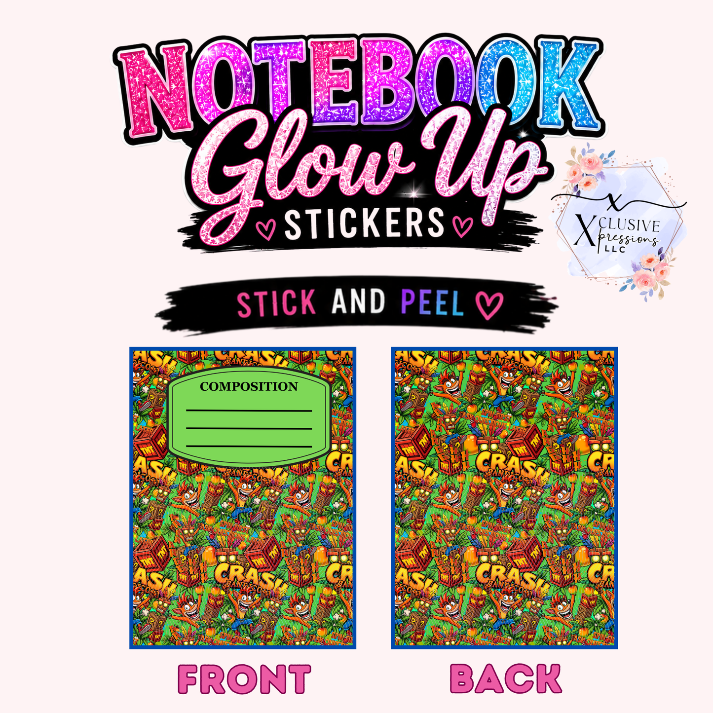 Crash, Notebook Glow Up™ Stickers