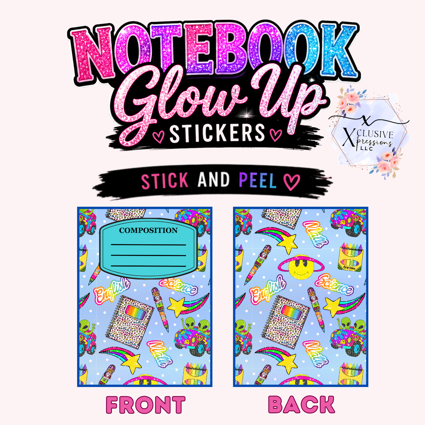 Retro School, Notebook Glow Up™ Stickers