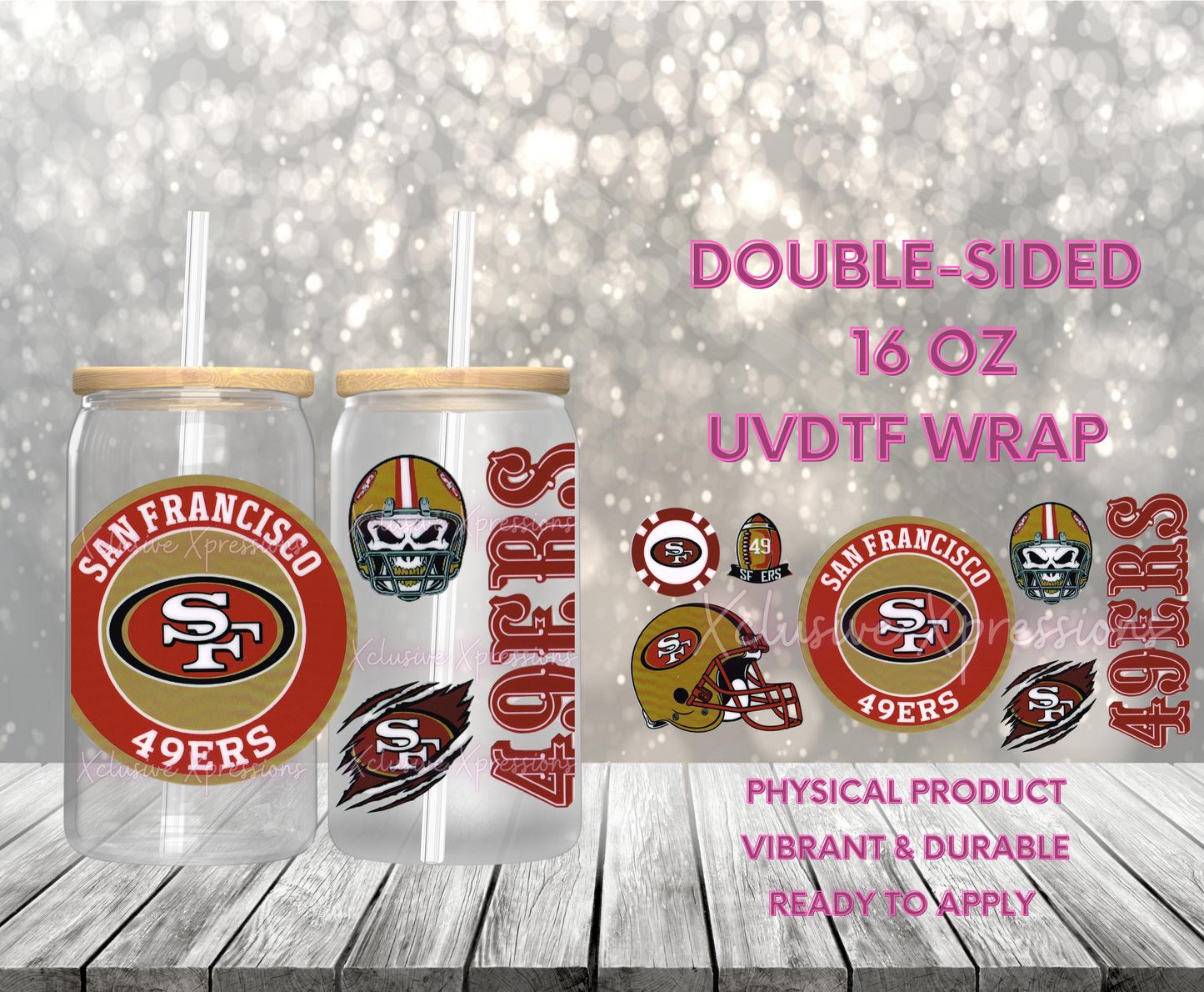 #705 49ers Football, 16 oz Double-sided UVDTF
