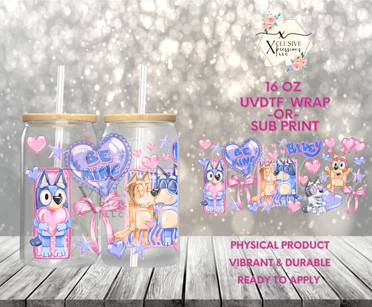#913 Blue Dog Vday, 16 oz UVDTF POD