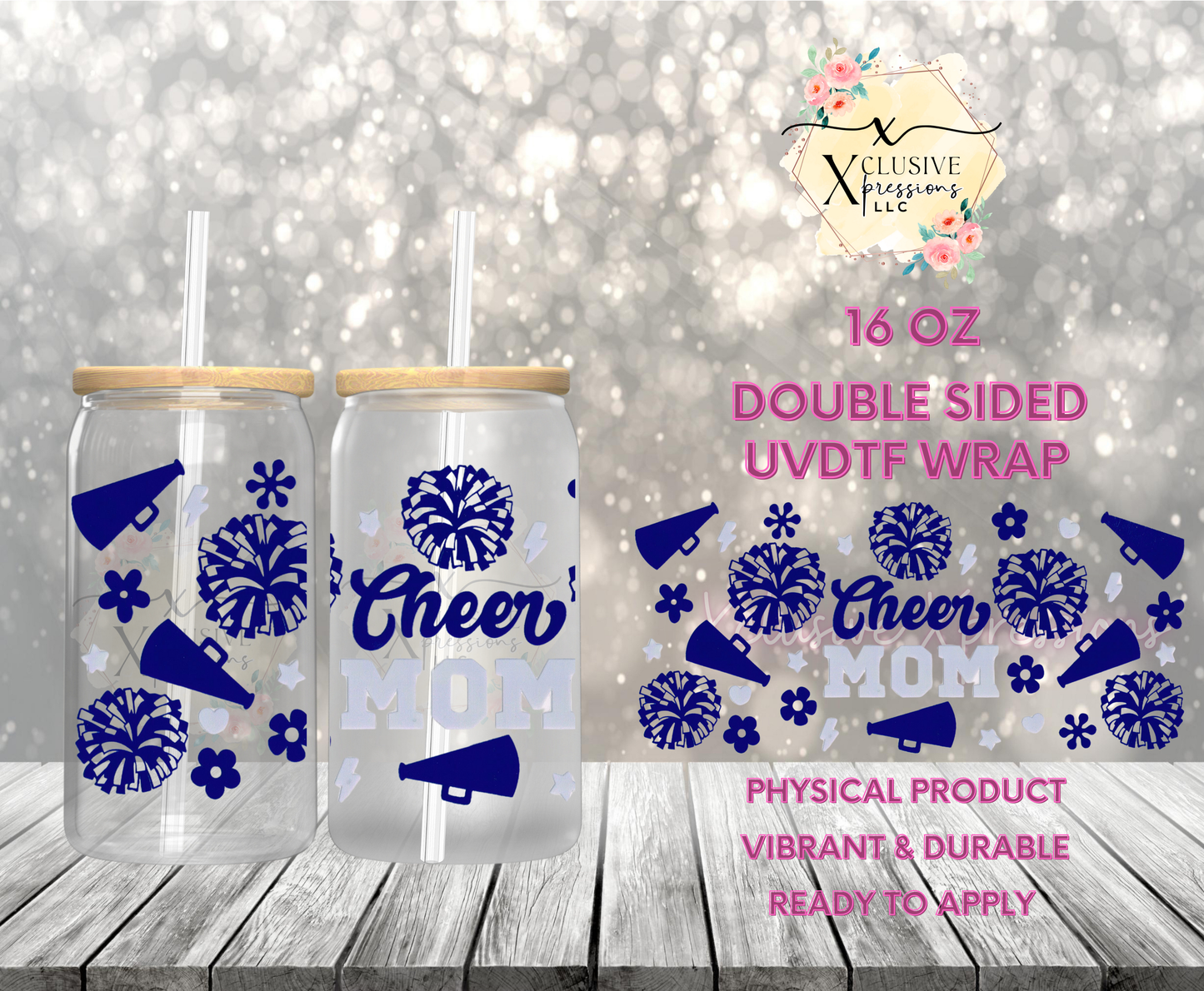 #891 Cheer Mom, Double-Sided 16 oz UVDTF