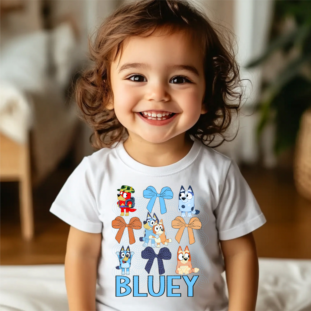 Blue Dog Bows Kids, DTF POD