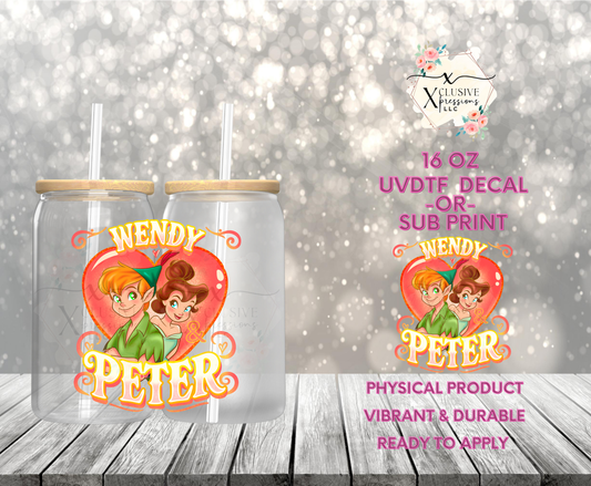 #946 Pan & Wendy Love, 16 oz POD Decal