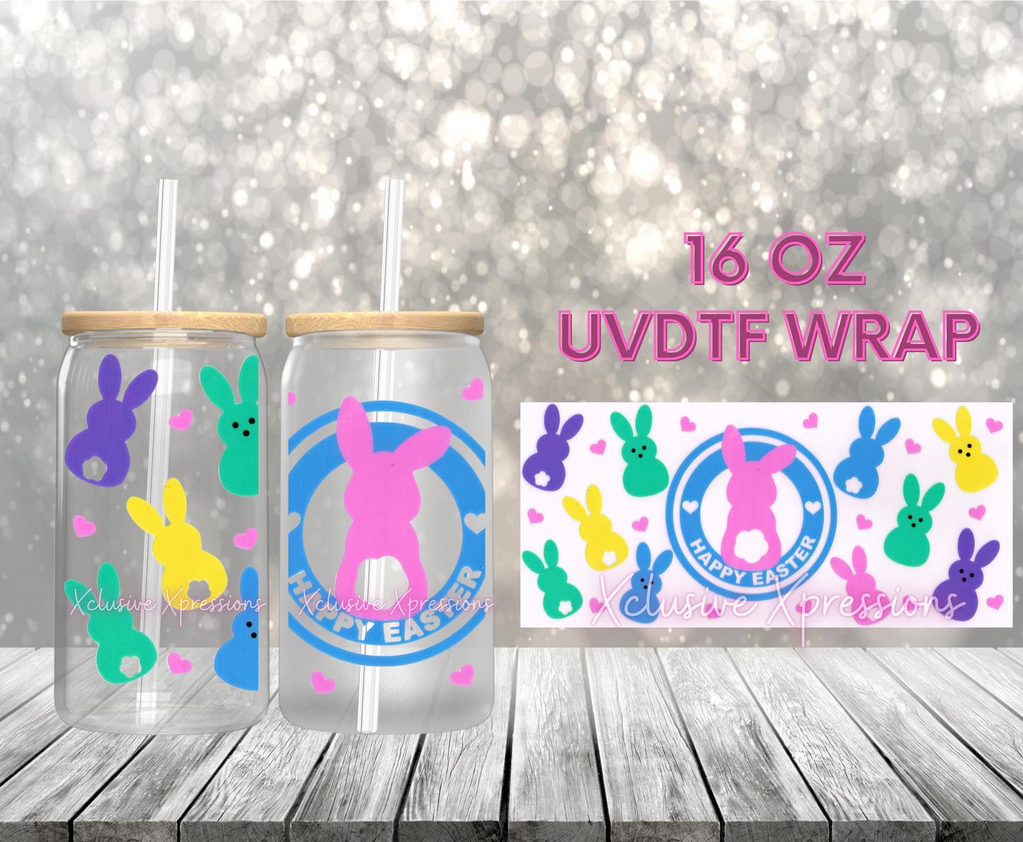 #441 Bunny Easter, 16 oz Clear Back UVDTF