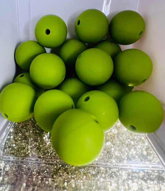 Green Lime, 15 mm Silicone Beads