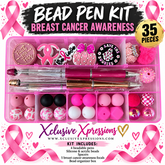 Breast Cancer Beadable Pen Kit (35 piece Kit + Organizer) Limited Edition