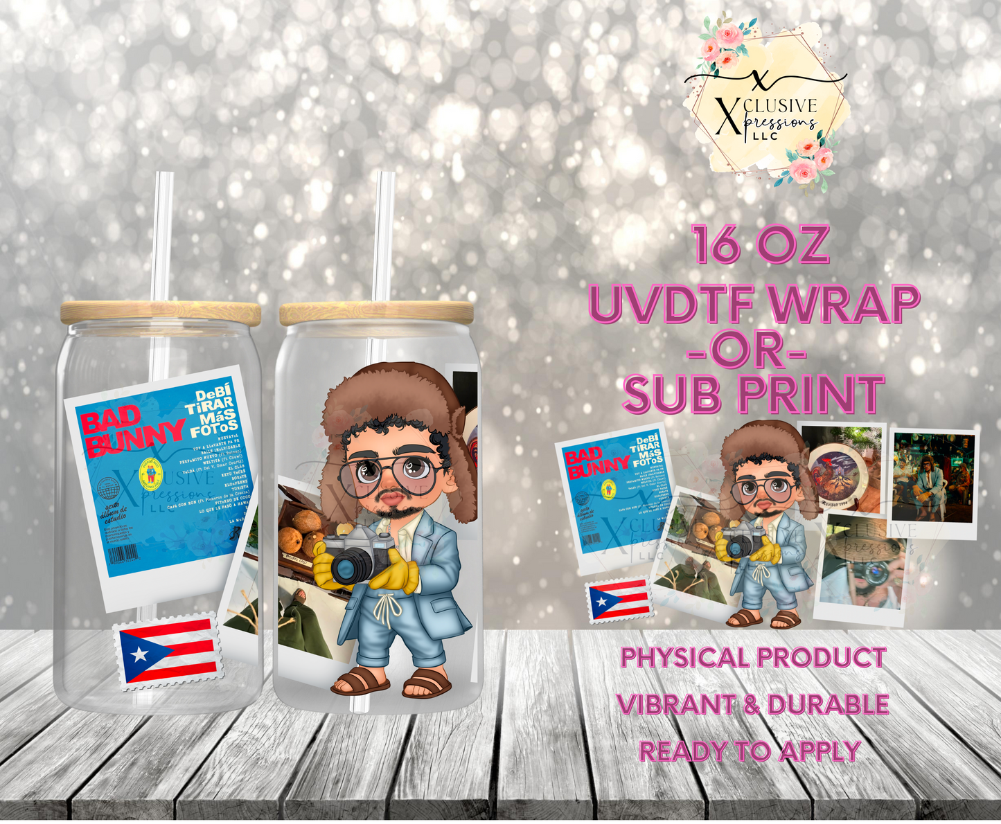 #951 Bad Bunny Puerto Rico, 16 oz UVDTF POD
