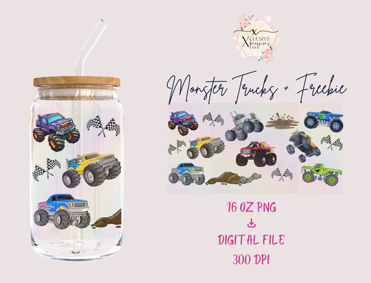 Digital, Monster Trucks, 16 oz PNG