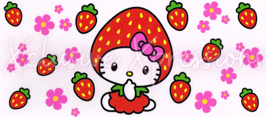 #210 HK Strawberry & Pink Daisy, 16 oz UVDTF