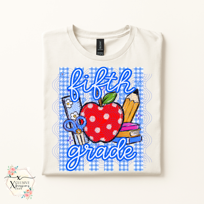 School Grade Striped Preppy Apple, DTF P2O