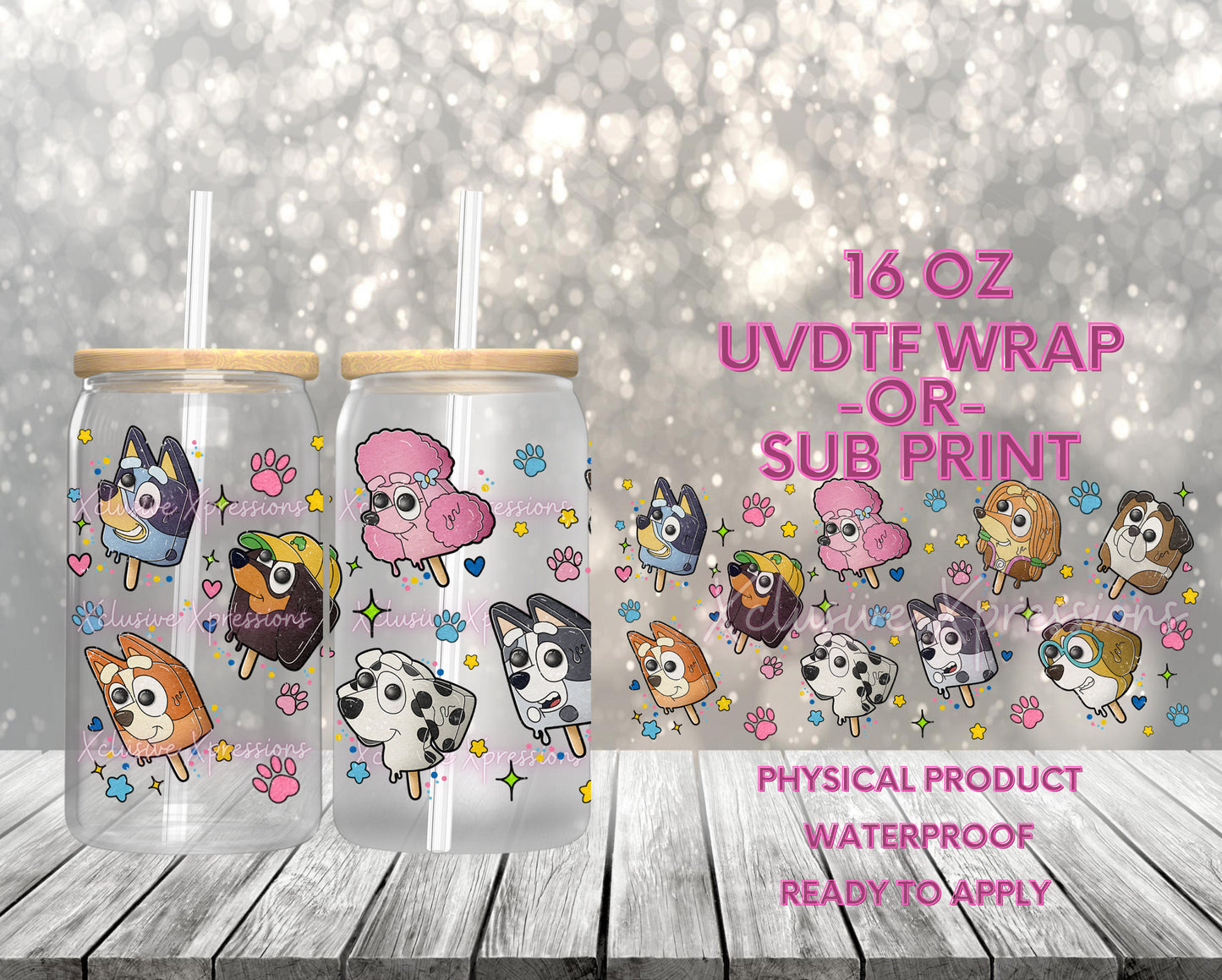 #645 Blue Dog Popsicle, POD 16 oz UVDTF or Sub