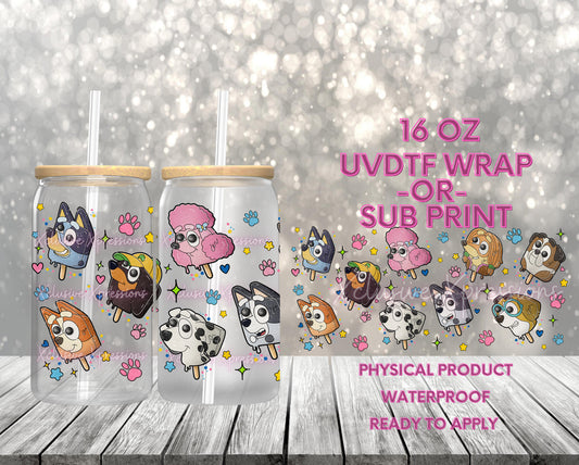 #645 Blue Dog Popsicle, POD 16 oz UVDTF or Sub