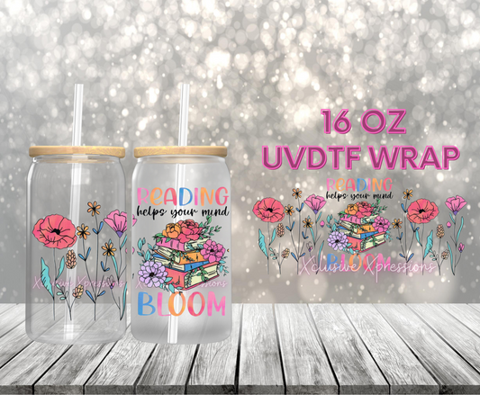 #50 Reading Books, 16 oz  Double-sided UVDTF