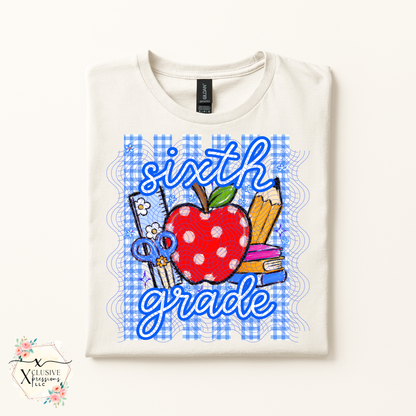 School Grade Striped Preppy Apple, DTF P2O
