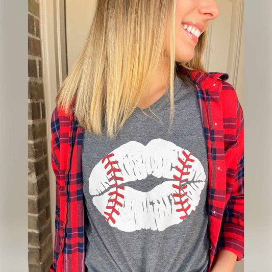 Baseball Lips, Glitter DTF Screenprint