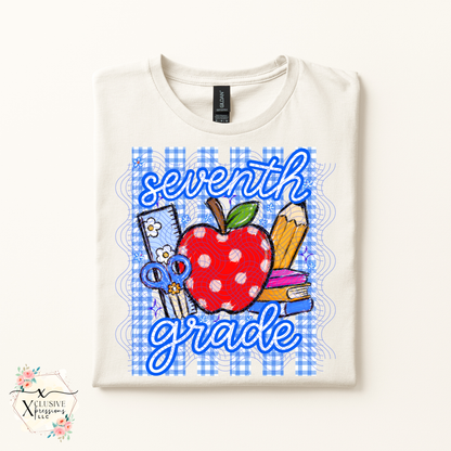 School Grade Striped Preppy Apple, DTF P2O