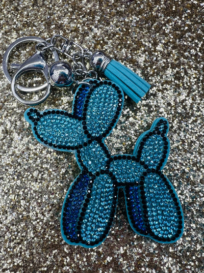 Balloon Dog Rhinestone Keychain