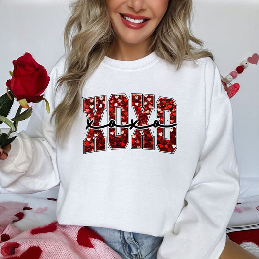 Xoxo Heart Sequin, Glitter DTF Screenprint