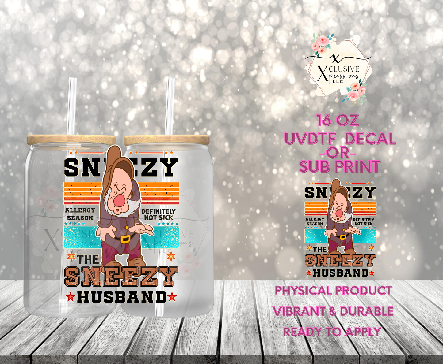 #942 Sneeze Dwarf, 16 oz Decal P2O UVDTF