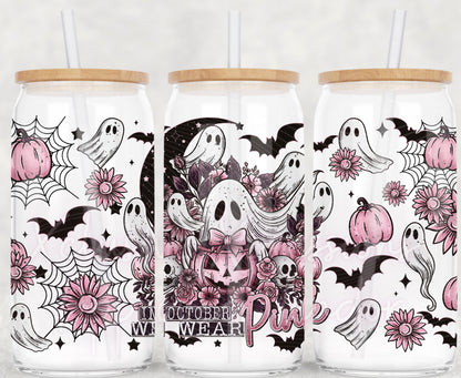Ghost Breast Cancer Awareness, 20 oz Tumbler
