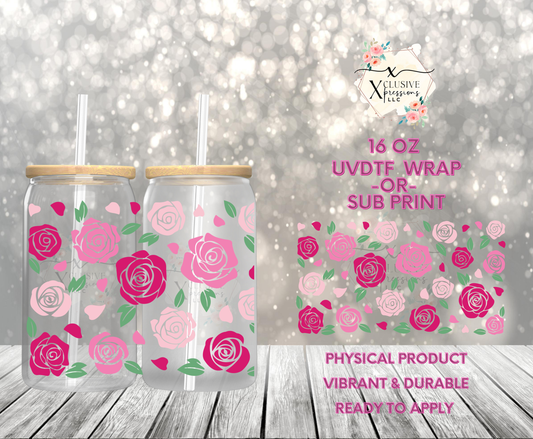 #961 Pink Roses, 16 oz UVDTF POD