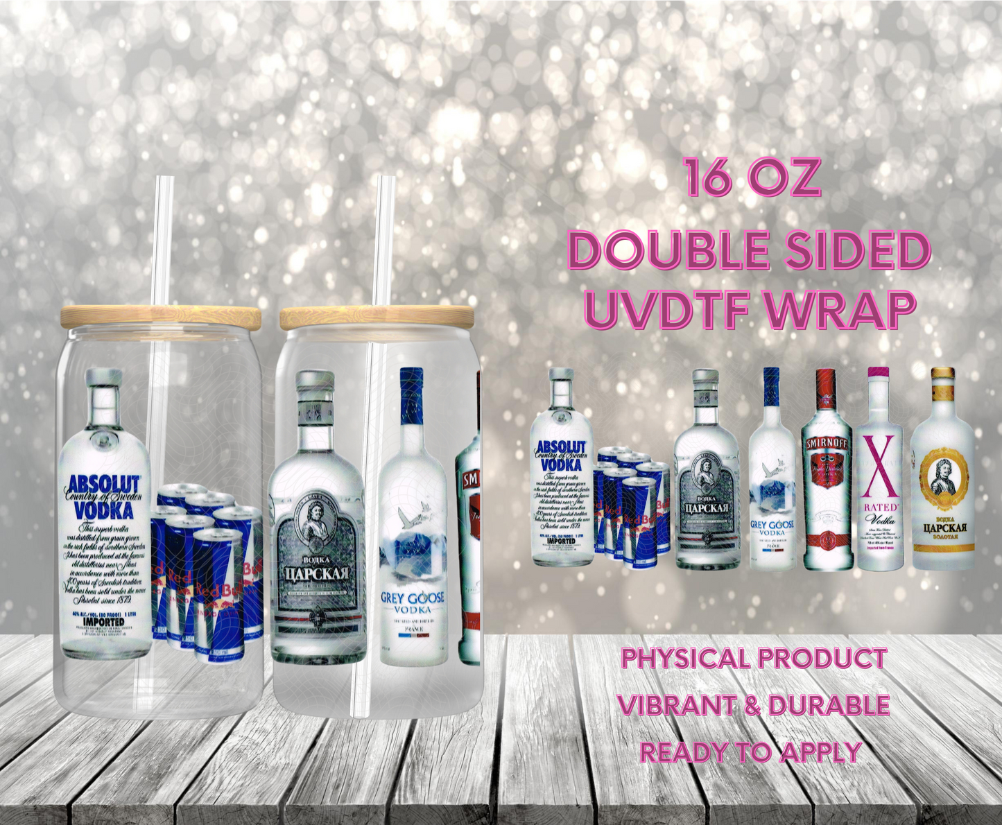 #997 Alcohol Drinks, 16 oz Double-sided UVDTF