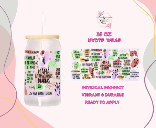 #1181 Mama Afirmaciones, Double-sided 16 oz UVDTF
