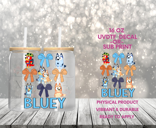 #986 Blue Dog Bows, 16 oz POD Decal