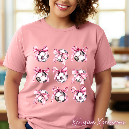 Soccer Ball & Bows, DTF & Sublimation Print POD