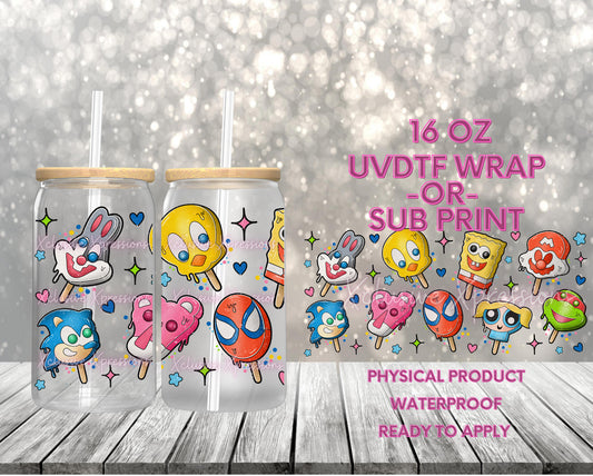 #642  80s 90s Popsicle, POD 16 oz UVDTF or Sub