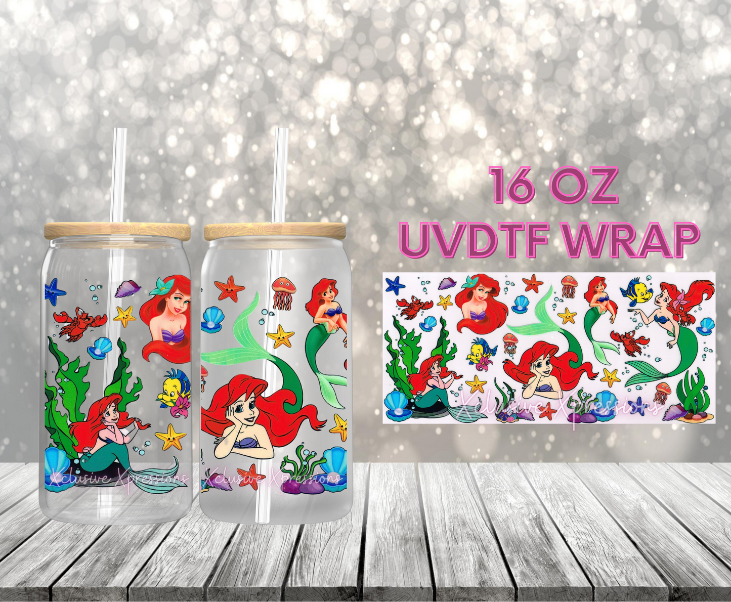 #116 Princess Mermaid, 16 oz Single-sided UVDTF