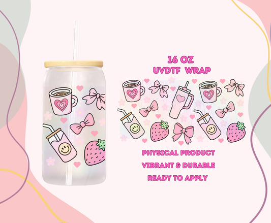 #1061 Pink Cups, 16 oz UVDTF or Sub