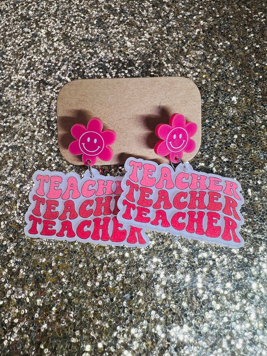 Teacher Hot Pink Earrings