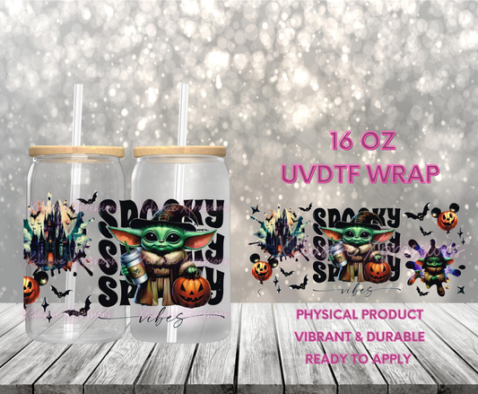 #677 Spooky YoDa, 16 oz Double-sided UVDTF