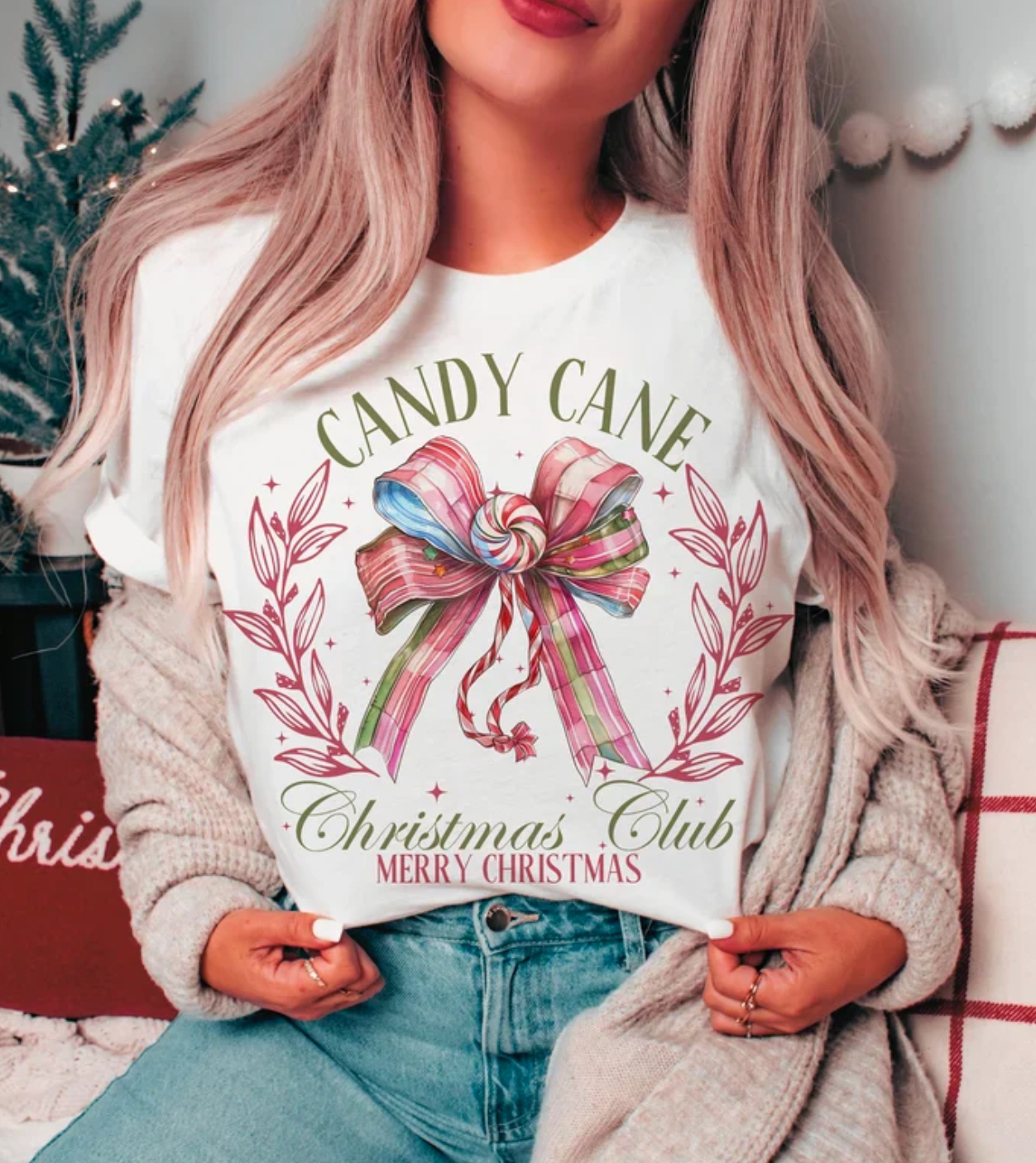 Candy Cane Glitter Screenprint