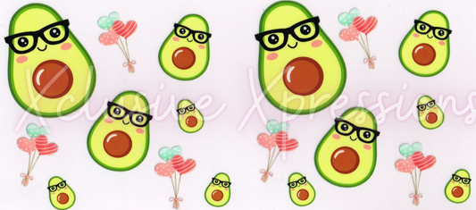 #8 Avocado Balloon Hearts, 16 oz  Clear Back UVDTF