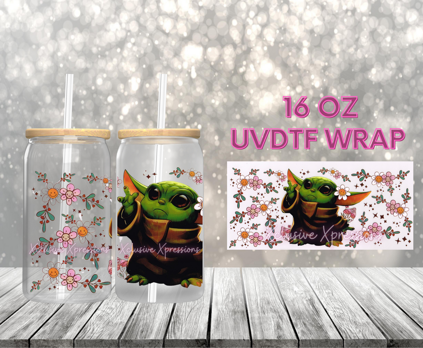 #59 Yoda w/ Flowers, 16 oz UVDTF