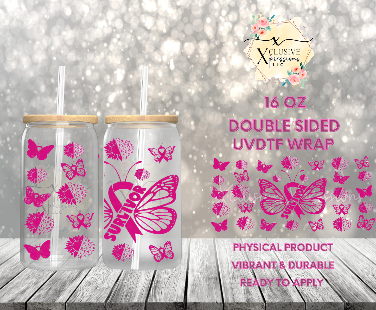 #895 Cancer Survivor, Double-Sided 16 oz UVDTF