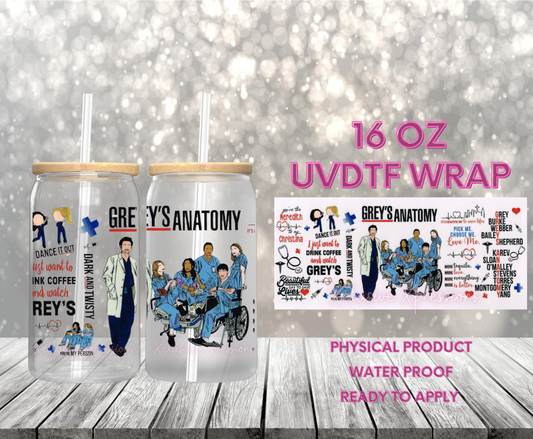 #98 Greys Anatomy, 16 oz Double-sided UVDTF