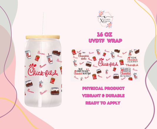 #1167 Chick Fila Food, Double-sided 16 oz UVDTF